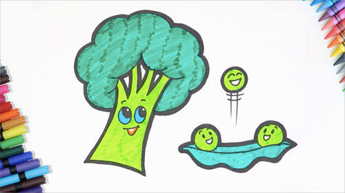 Broccoli And Peas Drawing