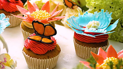 Cupcake flower and butterfly Singles
